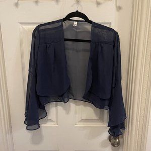 Aibrou Navy Blue Shrug Bolero Blouse